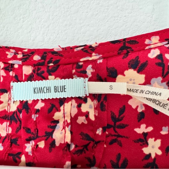 Kimchee Blue Silky Sabrina Shirt Dress Size Small Red Floral ASO Vampire Diaries - Picture 4 of 16